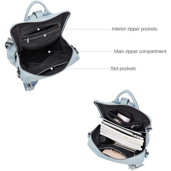 Vegan Leather Shoulder Bags with Tassel Blue - Picture 6 of 6